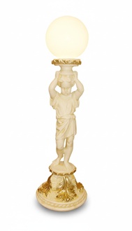 Design antique roman acrylic boy figure style decoration floor lamp, 113cm high