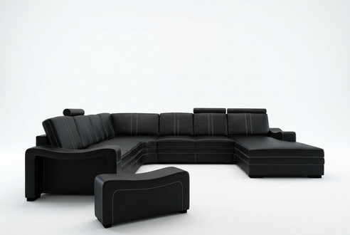XXL LEATHER SOFA LEATHER COUCH LEATHER CORNER SOFA LIVING LANDSCAPE CORNER SOFA NEW SET SOFA