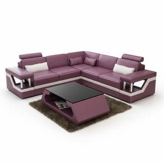 XXL leather sofa with USB set living landscape corner couch leather corner sofa HAMBURG II