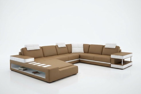 XXL sectional sofa in U shape, leather sofa, upholstered corner sofa, couch, leather textile, USB