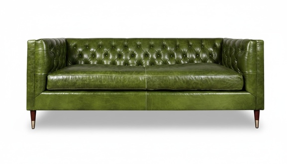Modern Sofa 3-Seater Chesterfield Faux Leather Couch Green With Buttons Amazing Minimalistic Design New