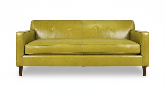Modern Style Sofa 3-Seater Yellow Faux Leather Upholstery Premium Comfort Living Room Couch