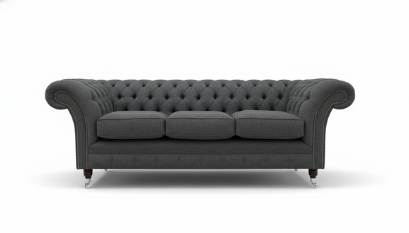 XXL sofa 3 seater couch Chesterfield upholstery seat set leather textile gray new
