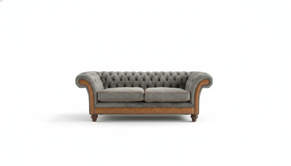 XXL sofa 3 seater couch Chesterfield upholstery seat set leather textile new grey