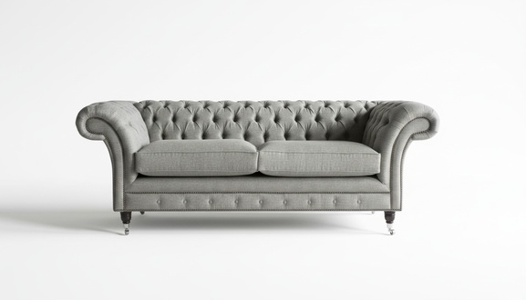 XXL sofa 3 seater couch Chesterfield upholstery seat set leather textile light grey