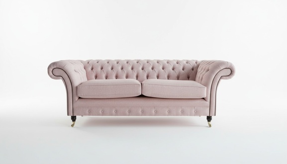 XXL sofa 3 seater couch Chesterfield upholstery seat set leather textile pink new