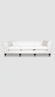 Chesterfield XXL Sofa 4-Seater White Faux Leather Comfortable Couch Living Room Sofa New
