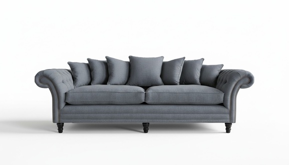 XXL sofa 4 seater couch Chesterfield Big upholstered seat fabric textile grey Comfortable