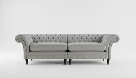 XXL sofa 4 seater couch Chesterfield upholstery seat set leather textile light grey