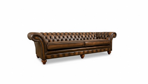 xxl Sofa 4 Seater Couch Chesterfield Upholstery Seat Set Leather Textile Brown