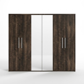 xxl Wardrobe 6 Doors Clothes Closet Designer Furniture Wood Luxury Mirror New