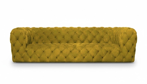 Yellow Chesterfield Couch Four Seater xxl big sofa cosy couches soft new