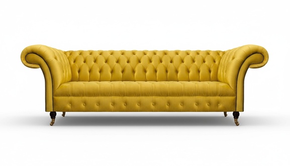 Yellow Chesterfield Couch Modern Four-Seater Living Room Fabric Sofas Furniture