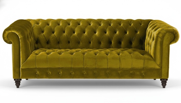 Yellow Chesterfield Designer Living Room Modern Design Couches Sofa Furniture Fabric