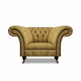 Yellow Chesterfield Armchair Living Room Luxury Upholstered Furniture 1-Seater