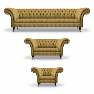 Yellow Chesterfield sofa set living room 4-seater two-seater armchair