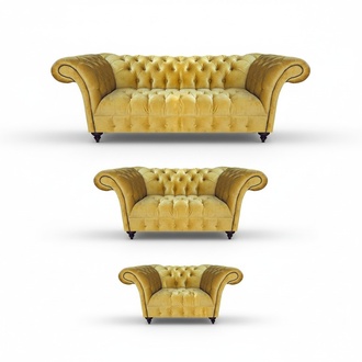 Yellow Chesterfield sofas designer armchair modern three-seater 3-piece