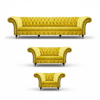 Yellow Chesterfield Sofas Luxury Couch Set Living Room Modern Furniture