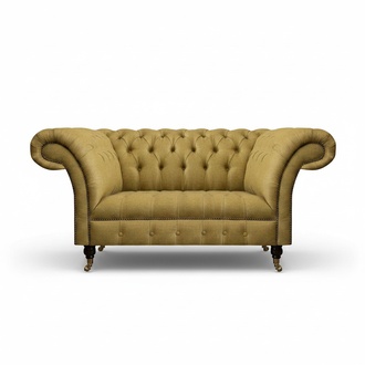 Yellow Chesterfield two seater sofa couch living room furniture luxury upholstery textile