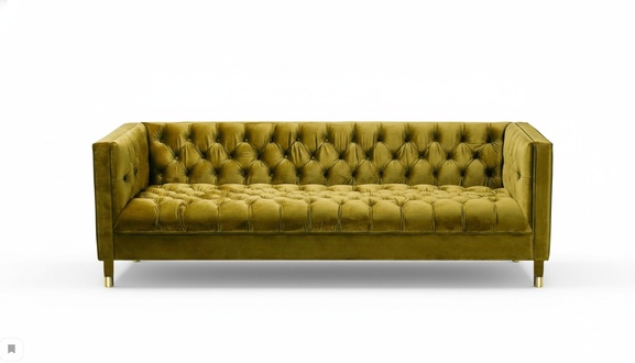 Yellow Three-Seater Textile Chesterfield Living Room Modern Design Couches Sofa New