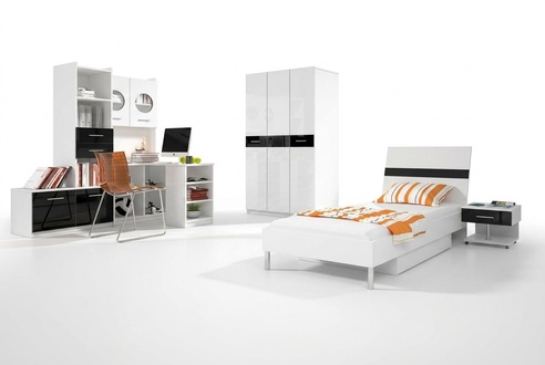 Youth room 5-piece complete children\'s room bed wardrobe desk furniture