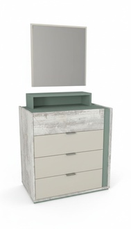 Youth room luxury dressers with mirror gray modern furniture stylish 2-piece
