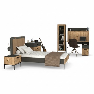 Youth room set bed nightstand dresser bookshelf desk 5-piece