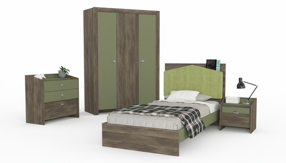 Youth room set bed bedside table wardrobe chest of drawers children\'s furniture 4 pieces
