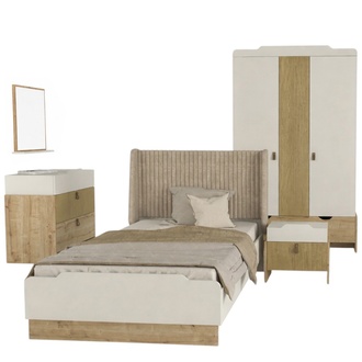 Youth room set bed nightstand wardrobe dresser mirror 5-piece children\'s furniture
