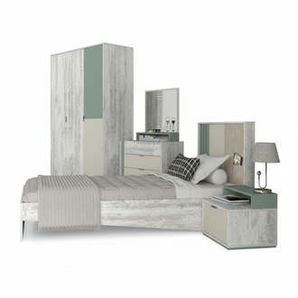 Stylish Gray Youth Room Set 7-piece Modern Children\'s Bedroom Set