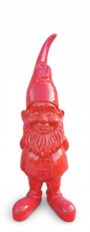 Abstract decorative figure designed as a gloss full red colored dwarf 90cm K62