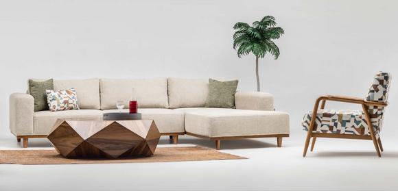 Complete corner sofa L shape armchair upholstered sofa fabric sofa beige sofa couch