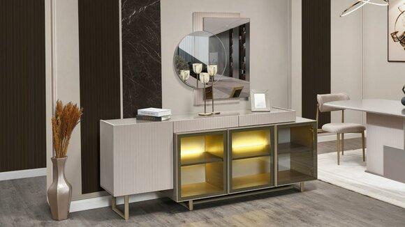 Sideboard Sideboard Wooden cupboard Cupboard Chest of drawers Beige wood Dining room