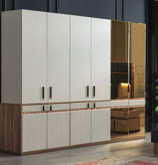 White wardrobe 10-door wooden bedroom wardrobe furnishings