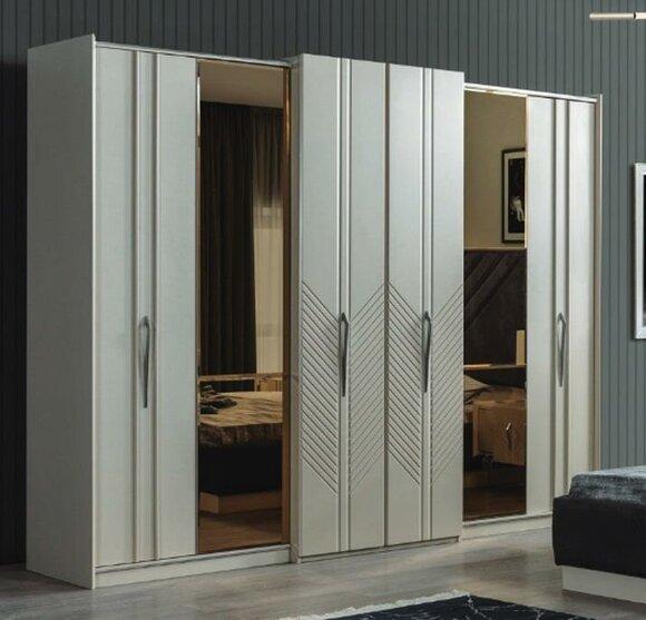 White modern wardrobe Bedroom 4-door wooden wardrobe New