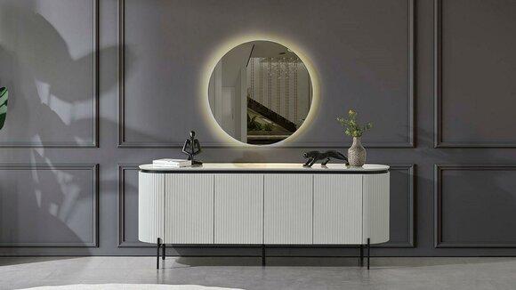 Stylish dining room set consisting of sideboard and mirror white colour 2pcs