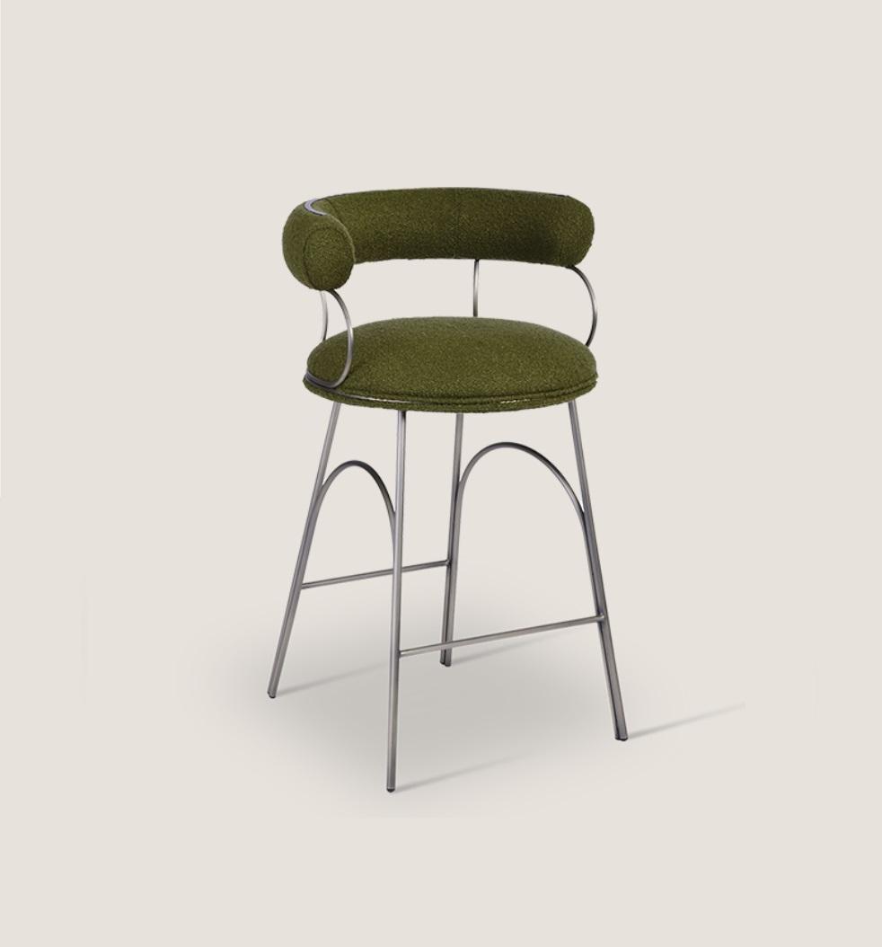 Olive green bar stool luxury armchair designer armchair upholstery furniture