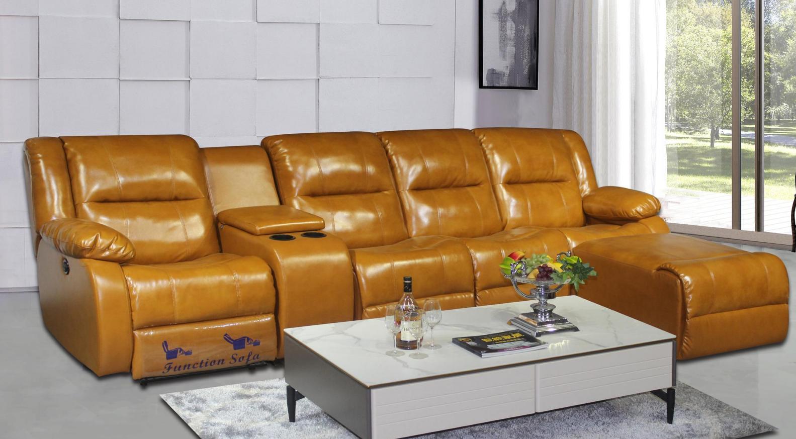 Sofa 4 Seater Couch Upholstery Leatherette Sofas Brown Pouffe Couches New