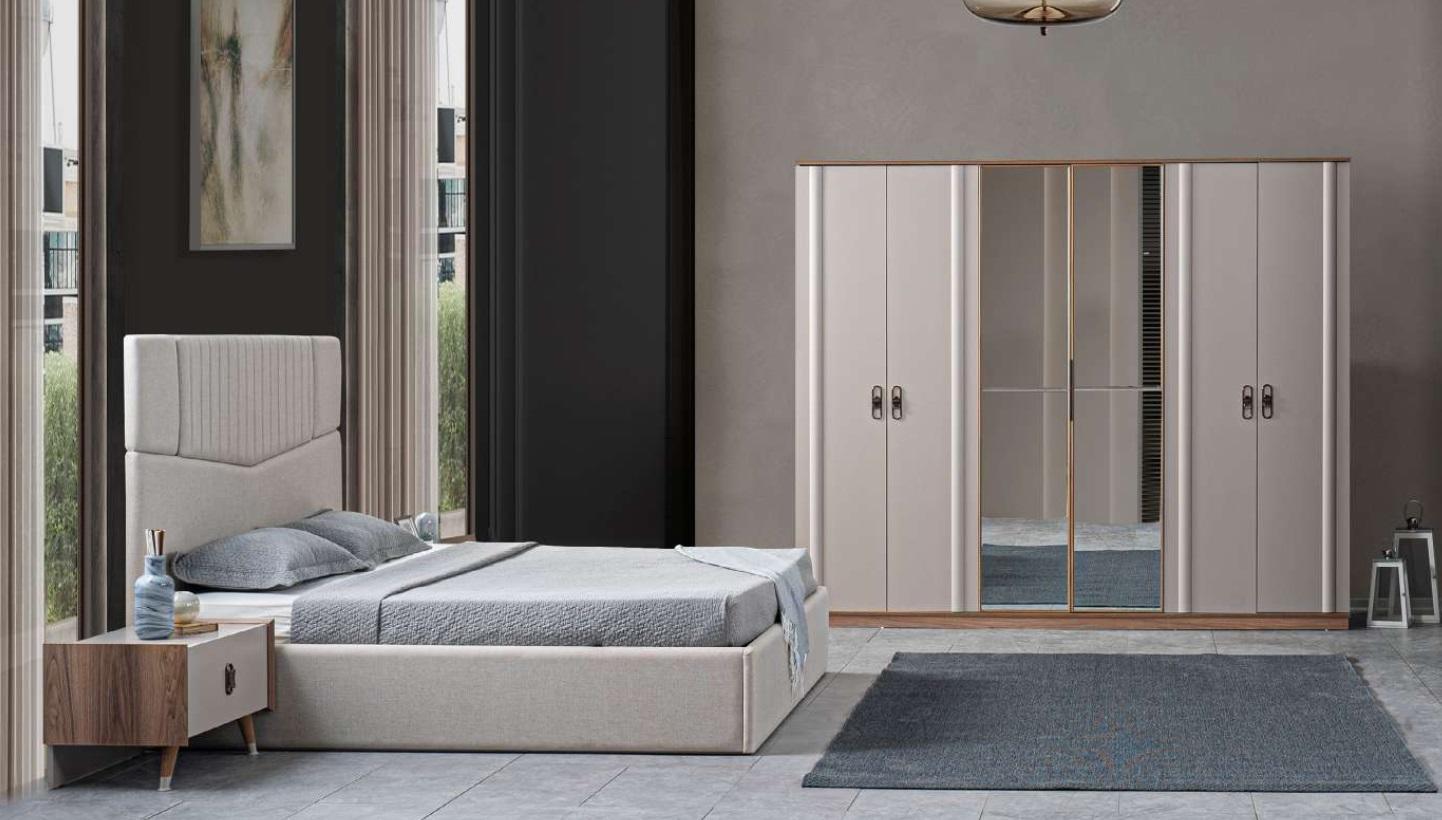 Bed 2x bedside tables 4-piece wardrobe bedroom set luxury beds