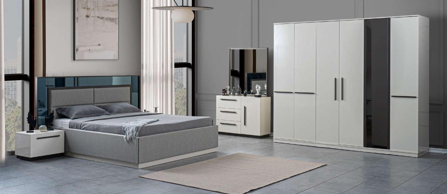 Bed + 2x bedside tables 5 pcs. bedroom designer luxury furniture modern set