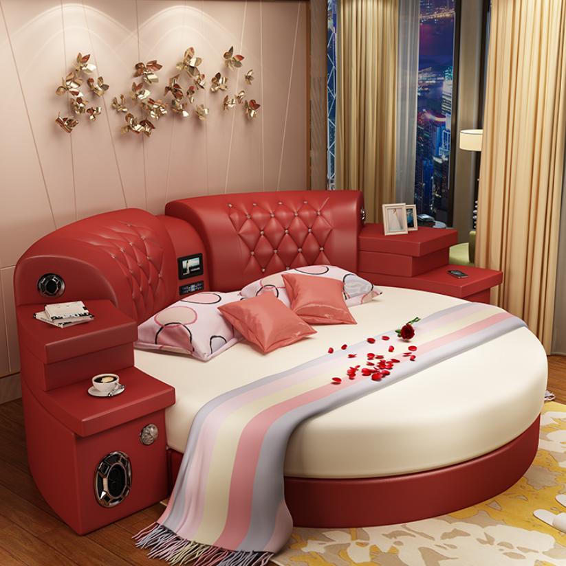 Round Bed Round Beds Multifunction Hotel Upholstery Led Shelf New