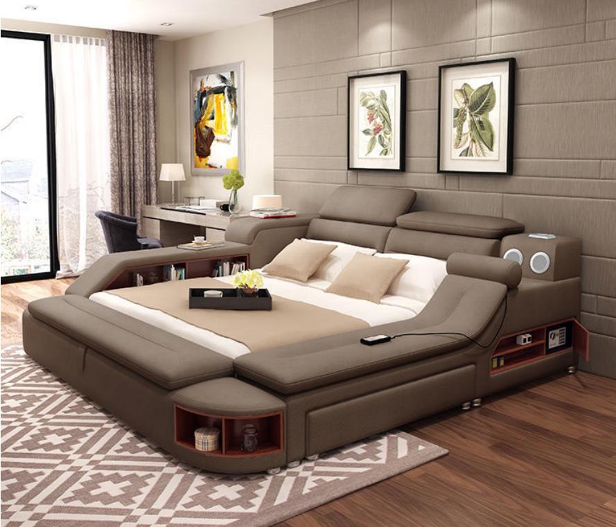 Luxury bed 180x200 multifunctional bedroom bed shelves new