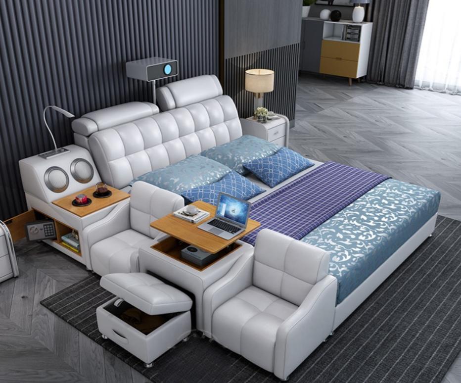 Multifunctional Bed Boxes Luxury Design Leather Beds Hotel Double New