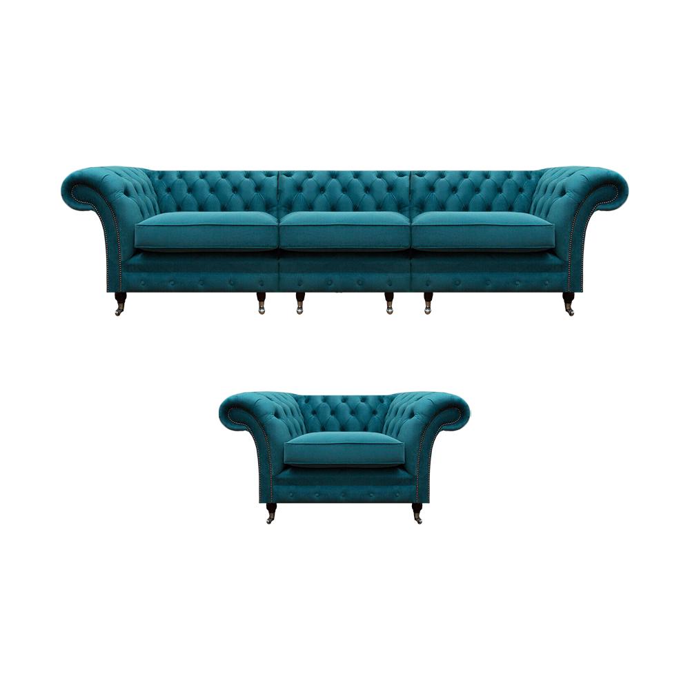 Living Room Designer Set 2pcs Sofa Three Seater Couch New Luxury Armchair