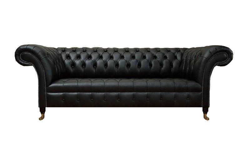 Black Leather Sofa Sofa Three Seater Couch Luxury Chesterfield Designer Furnishings
