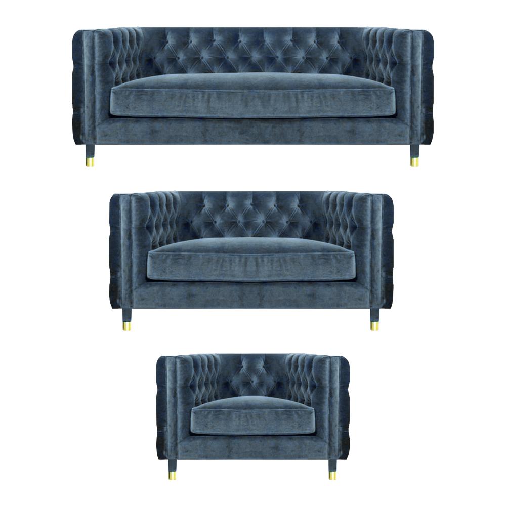 Designer luxury set sofas Chestefield living room textile sofa set new