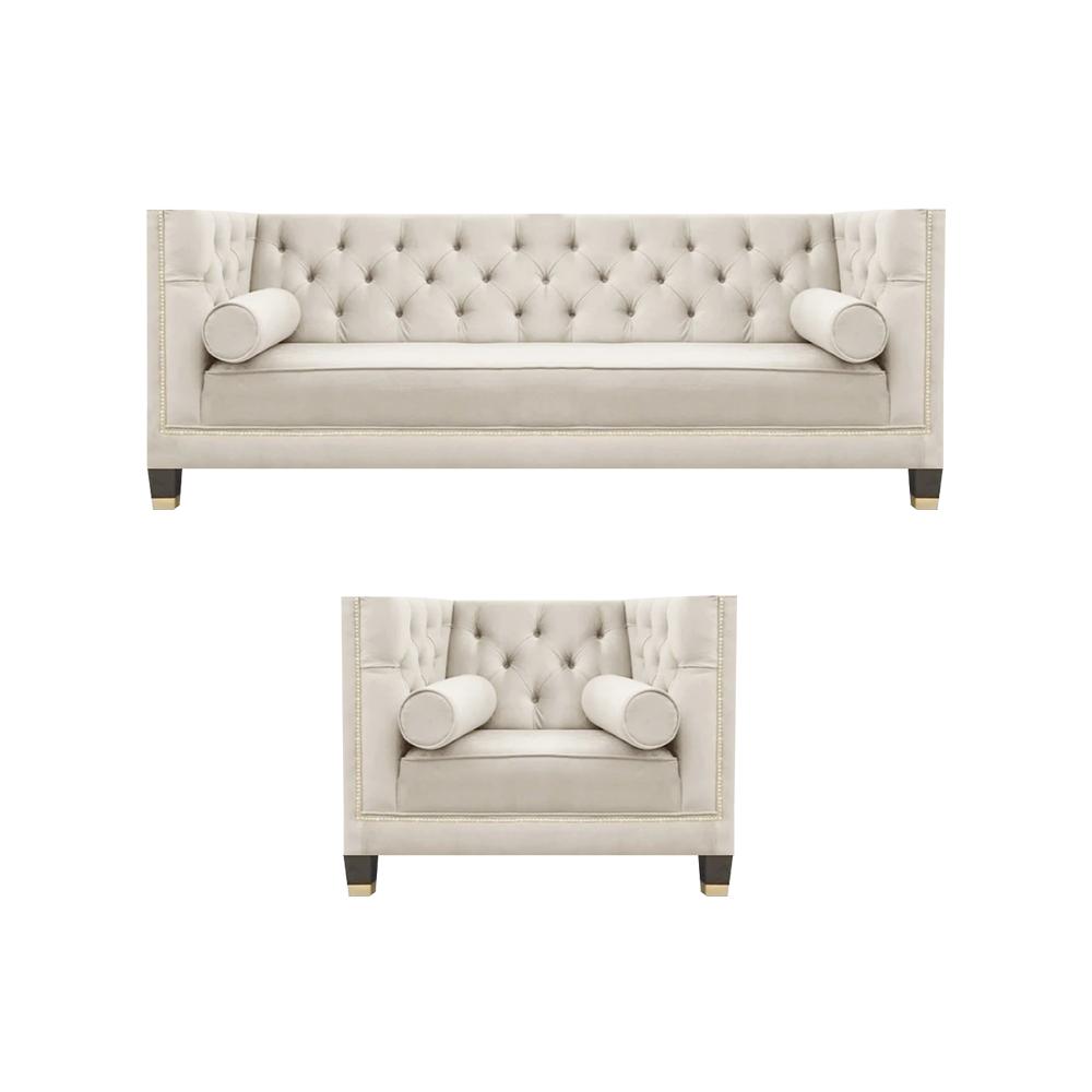 Set Luxury Designer White Sofa Couch Three Seater Living Room Armchair 3+1