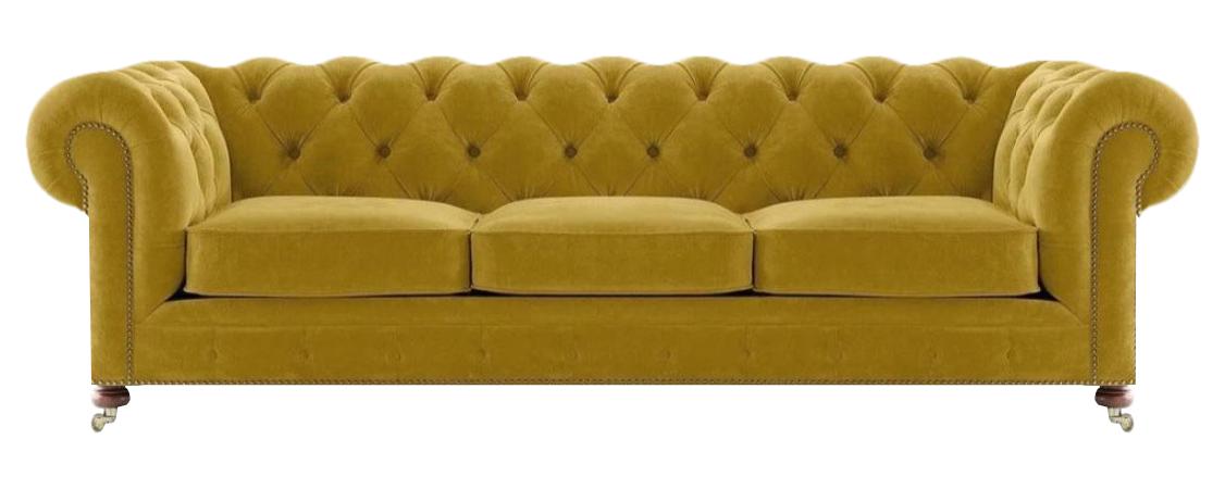 Chesterfield design luxury upholstered sofa couch seat three-seater textile living room