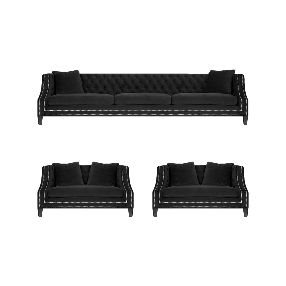 Sofa set Chesterfield textile sofa couch seat upholstery armchair set 3+1+1
