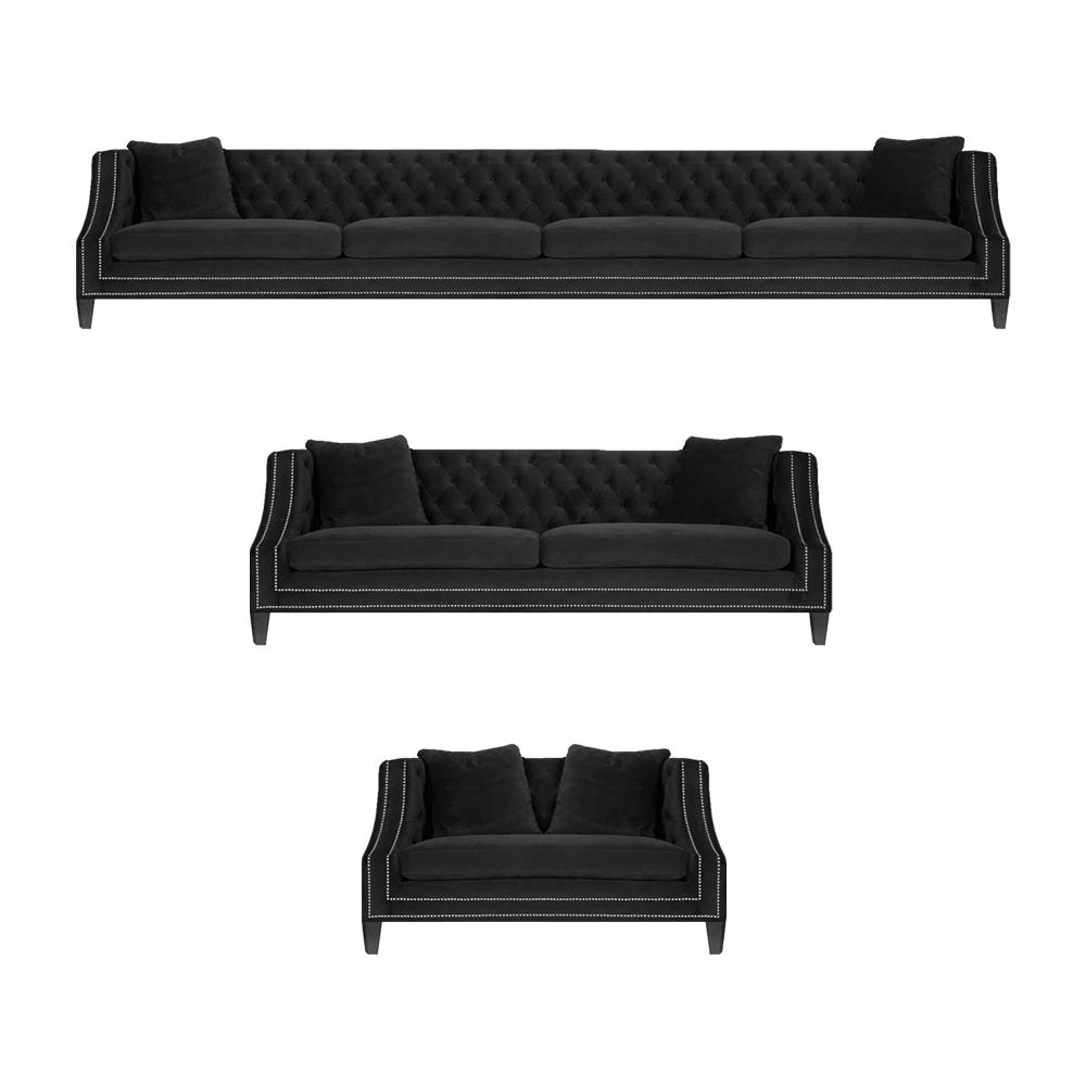 Chesterfield black sofa set sofas couch living room armchair new set